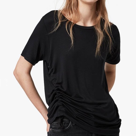 ALL SAINTS RYDER LUX RUCHED SIDE TIE T-SHIRT - Picture 3 of 8